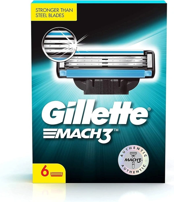 Gillette Mach 3 Shaving Blades Pack of 6 (Cartridges), 650 ml - 650 ml