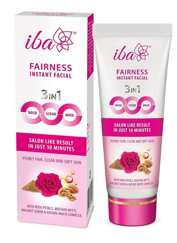 Iba Fairness Instant Facial (3in1 Mask Scrub Facial Wash), 50g - 50g