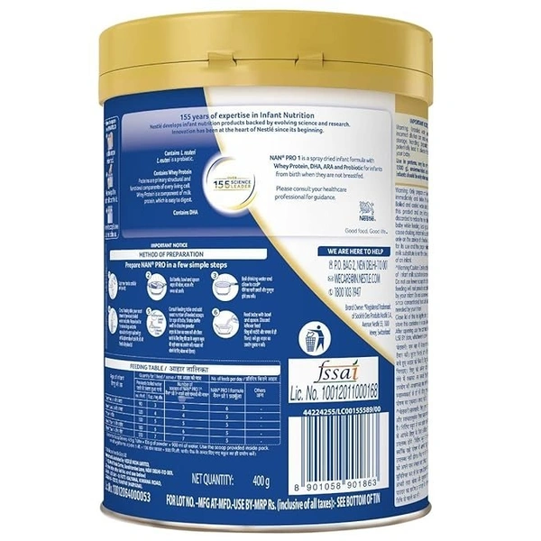 Nestle Nan Pro Infant Formula 1 Tin, 400g - 400g