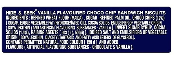 Parle Platina Hide& Seek Choco Chip Creme Sandwiches Vanilla Flavoured, 120g