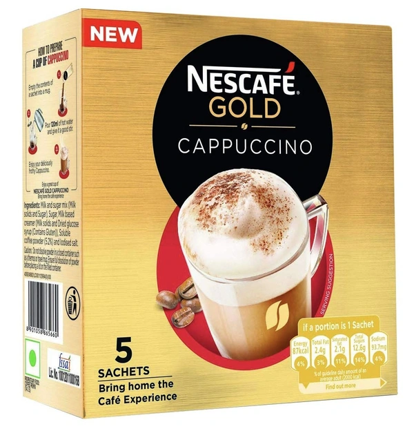 Nescafe Gold Cappuccino Instant Coffee Premix, 5 Sachets - 5 Sachets