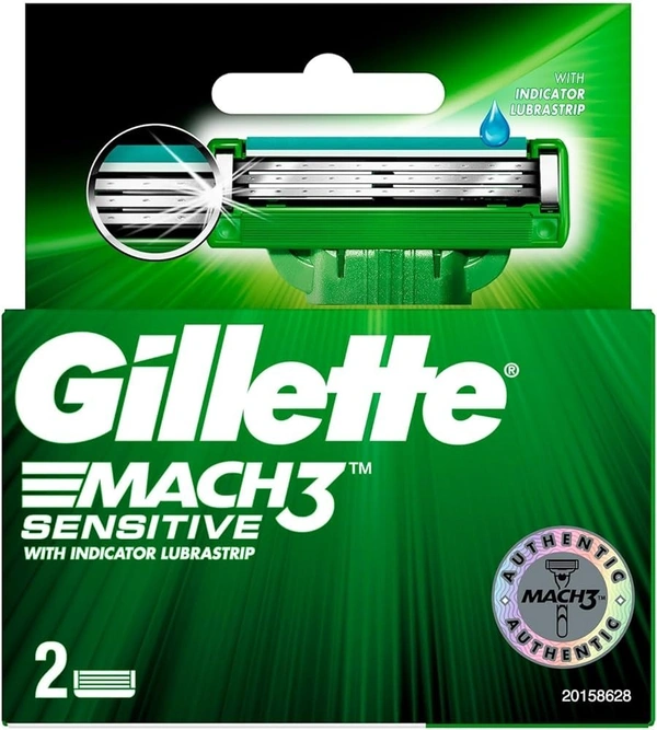 Gillette Mach 3 Sensitive Manual Shaving Razor Blades Cartridge, 2 pcs - 2 pcs