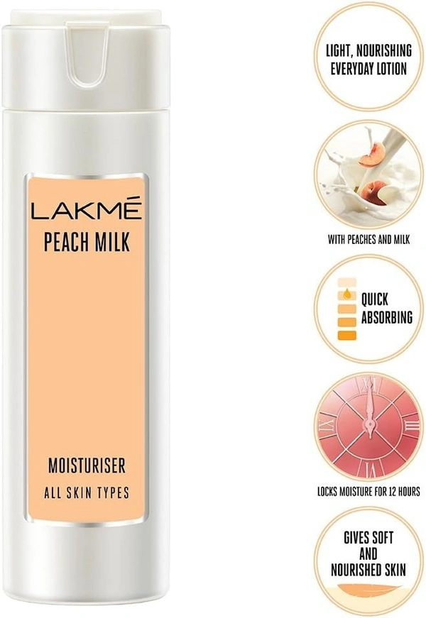 Lakme Peach Milk Moisturizer Body Lotion, 200 ml - 60 ml