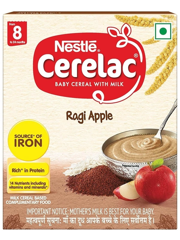 Nestle Cerelac Baby Cereal With Milk Ragi Apple From 8 To Months, 300g - 300g