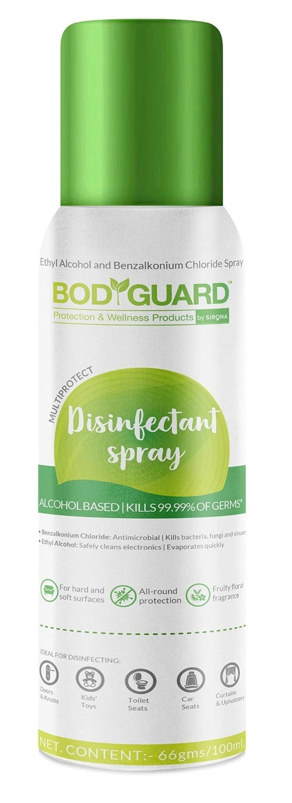 Bodyguard BodyGuard Multipurpose Alcohol Based Disinfectant Sanitizer Spray, 100 ml - 100ml