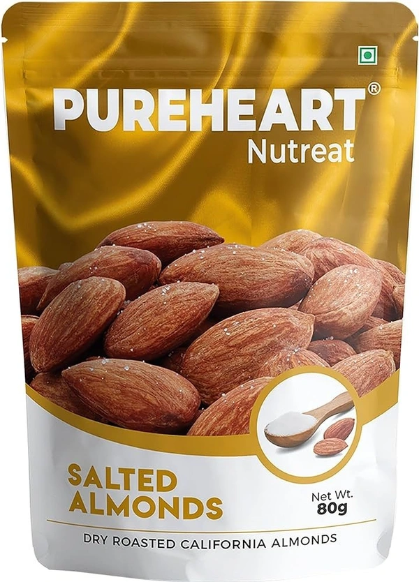 Pure Heart Pureheart Nutreat Salted Almonds (Dry Roasted California Almonds), 80g - 80g