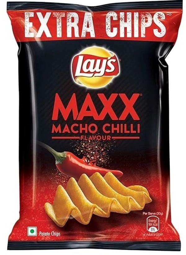 Lay's Maxx Macho Chilli Flavour Potato Chips, 59.4g - 59.4g