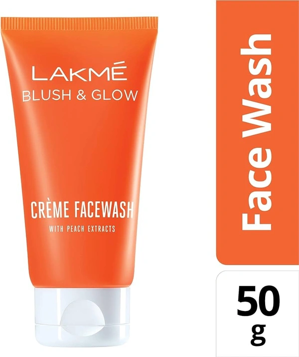 Lakme Blush Glow Creme Face Wash Peach, 50g - 50g