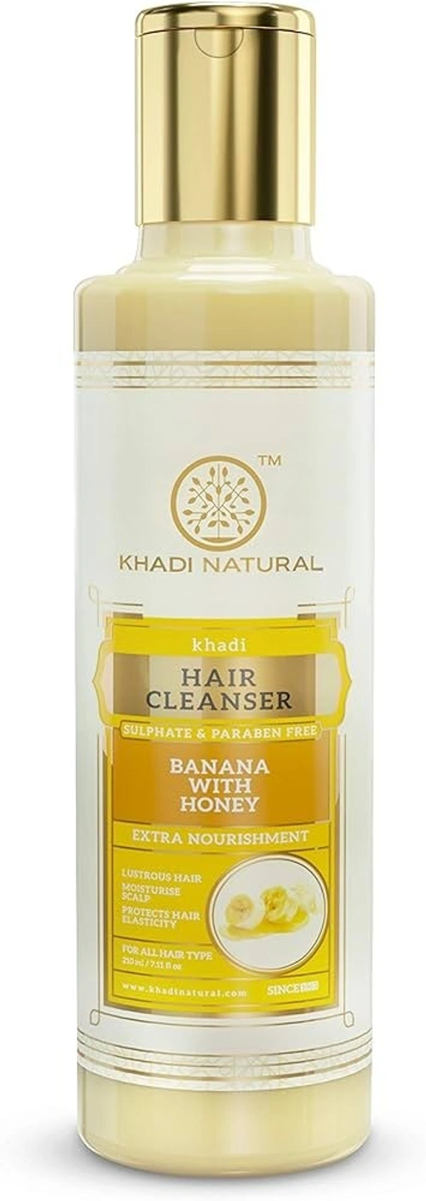 Khadi Herbal Banana Cleanser / Shampoo With Honey Sulphate Paraben Free, 210 ml - 210 ml