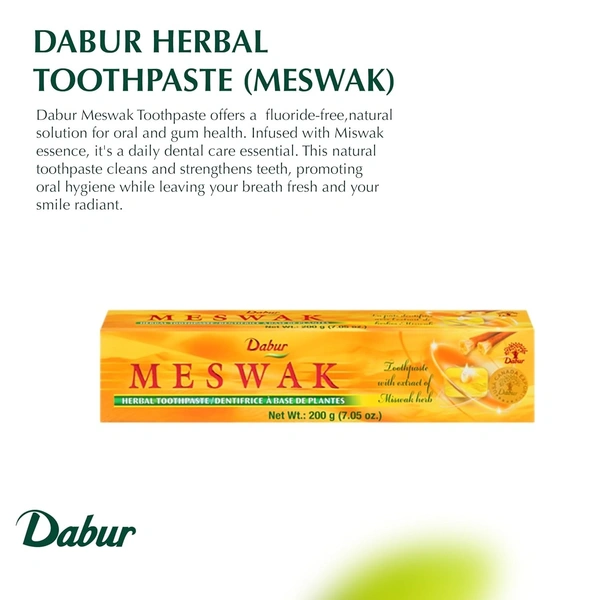 Dabur Meswak Pure Extract Tooth& Gum Care, 200g - 200g