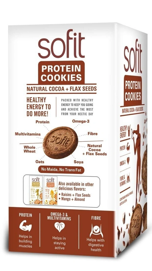 Sofit Protien Cookies Natural + Flax Seeds, 150g