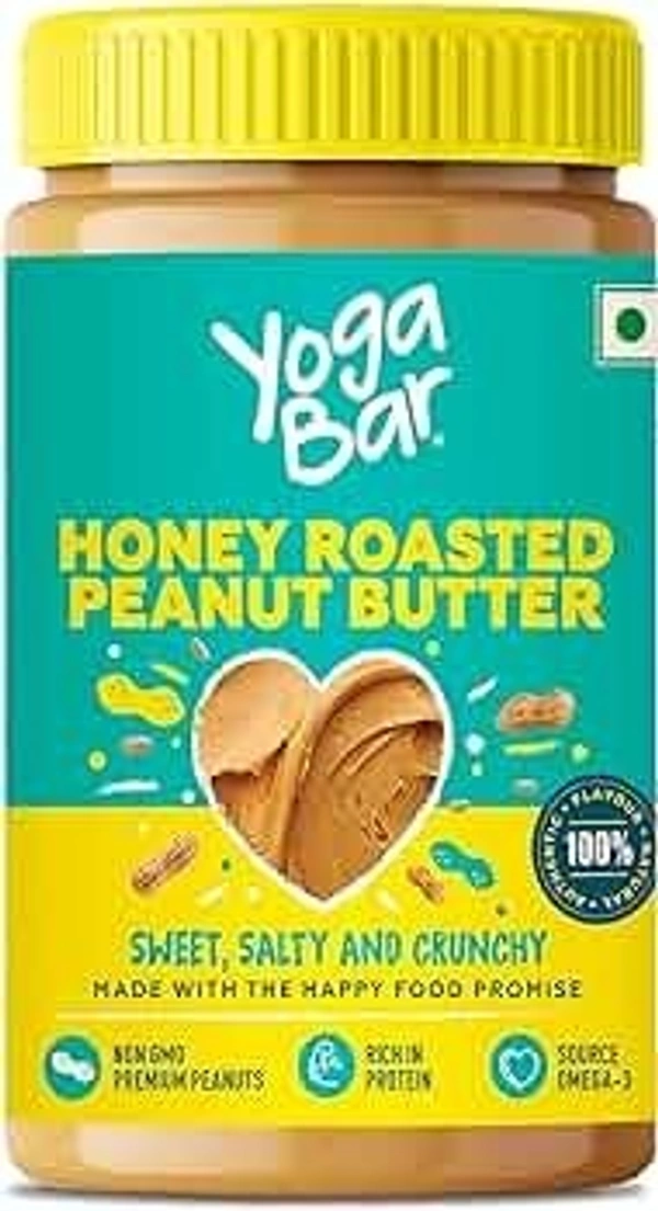Yogar Bar Yoga Bar Honey Roasted Peanut Butter Sweet Salty& Crunchy Jar, 400g - 400g