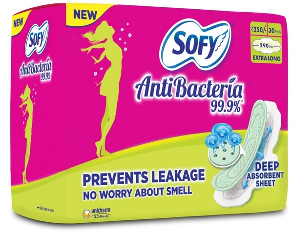 Sofy Anti Bactiria Pads Extra Long, 30 pads - 30 pads