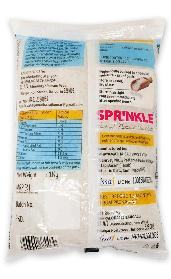 Sprinkle Crystal Salt Pouch, 1 kg - 1 Kg