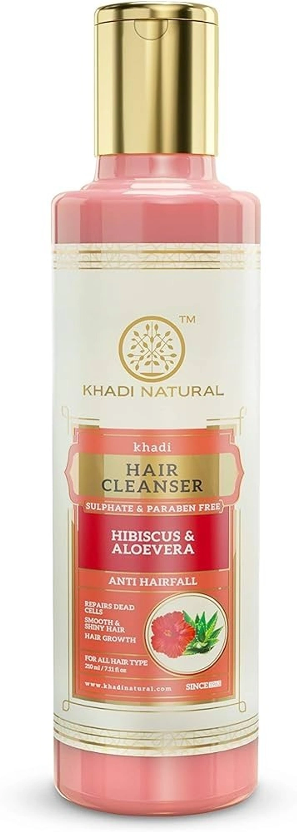 Khadi Herbal Hibiscus Alovera Cleanser/Shampoo Sulphate Paraben Free, 210 ml - 210 ml