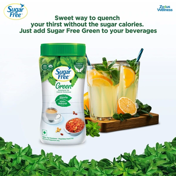 Sugar Free Green Sweetener - With Natural Stevia, Zero Calories, 200 g Jar - 200g