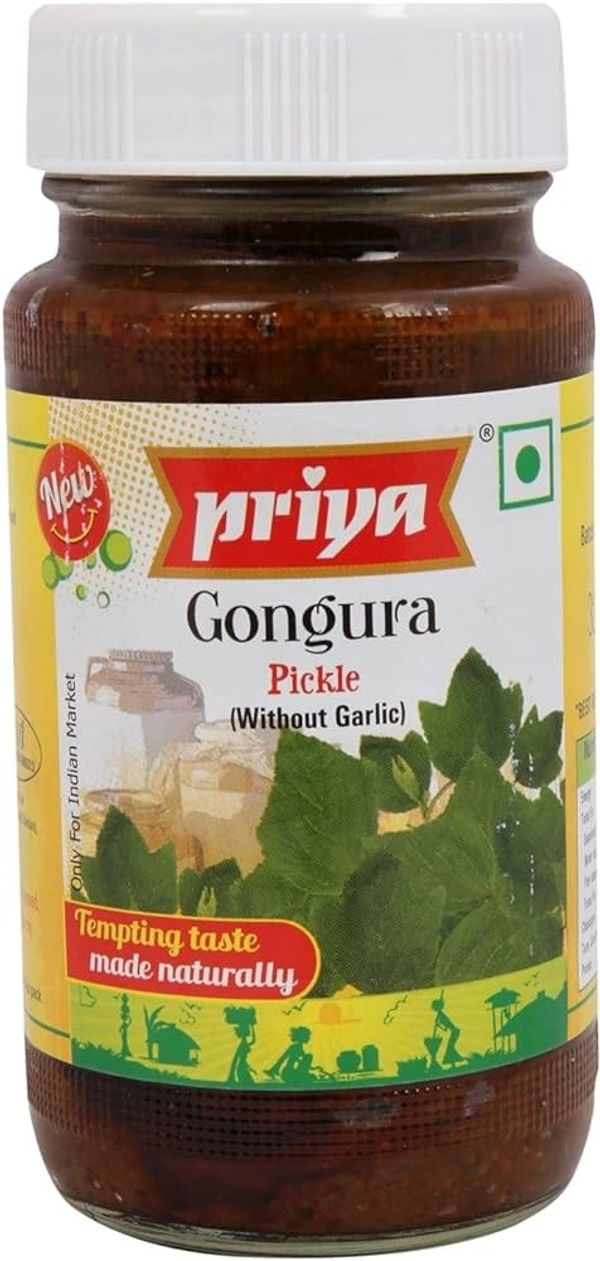 Priya Gongura Pickle Without Garlic, 300g - 300g