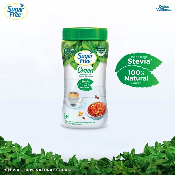 Sugar Free Green Sweetener - With Natural Stevia, Zero Calories, 200 g Jar - 200g