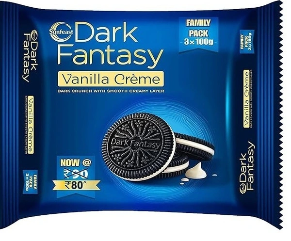 Dark Fantasy Sunfeast Dark Fantasy Vanilla Creme Biscuit, 300g