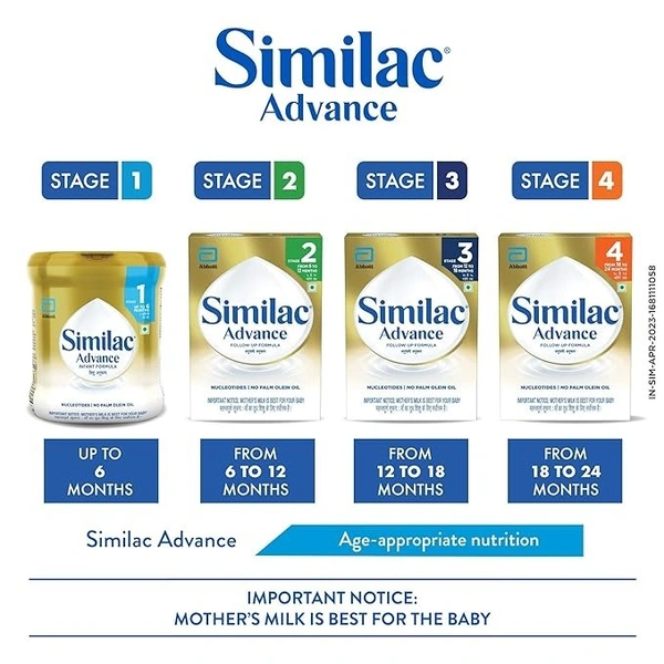 Abbott Similac Advance Infant Formula Stage 1 Up to 6 Month, 400g - 400g