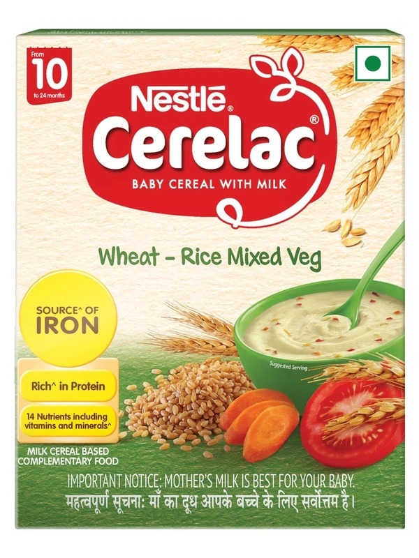 Nestle Cerelac Baby Cereal With Milk Wheat Rice Mixed Veg, 300g - 300g