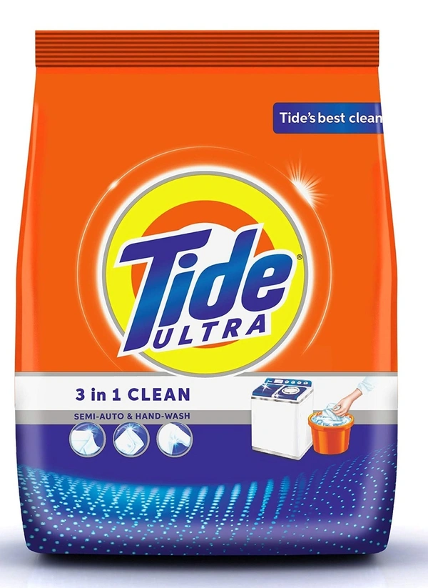 Tide Ultra 3 In 1 Clean Semi Auto& Hand Wash Washing Powder 500g, 500g - 500g