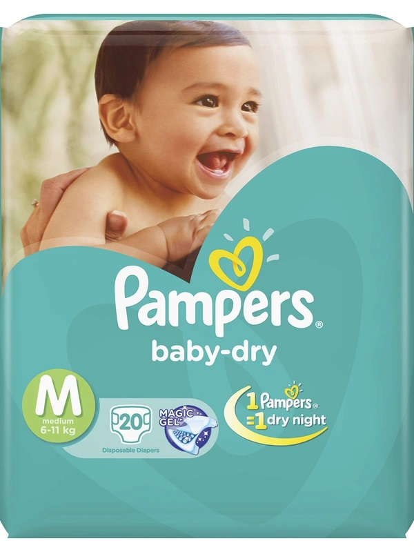 Pampers Baby Dry Medium( 6-11 kg), 20 Diapers