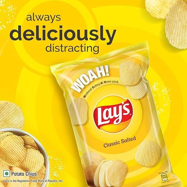 Lay's Potato Chips Simple Classic Salted Packet, 115g - 90g