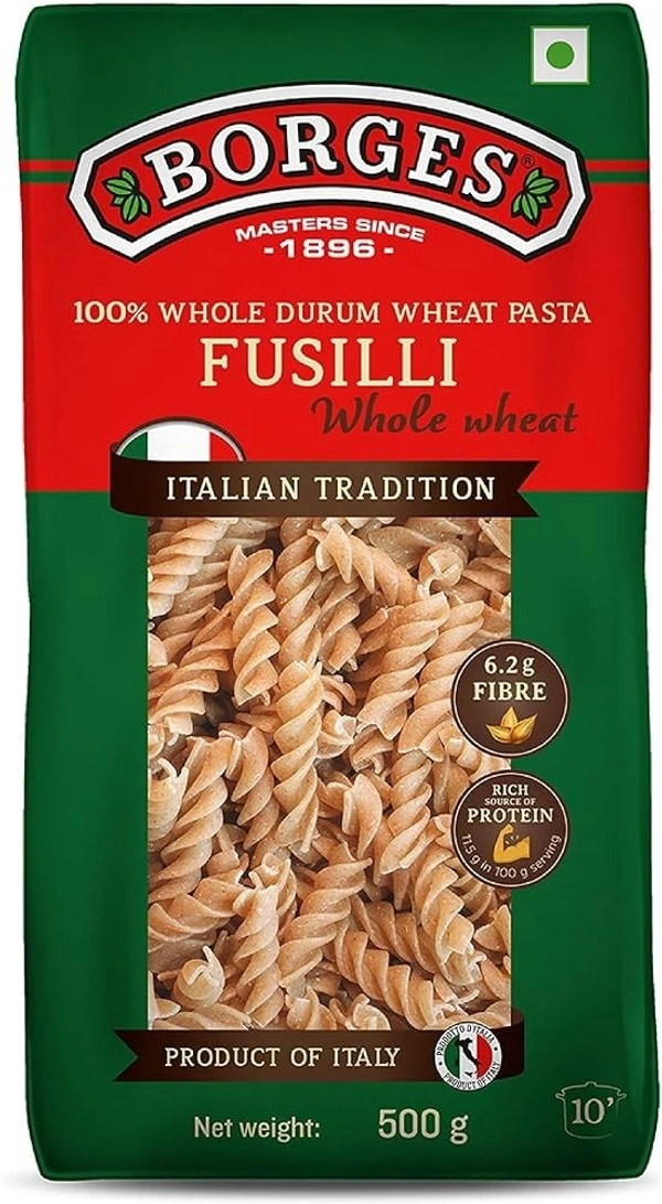 Borges Masters Since Fusilli Whole Wheat Pasta, 500g - 500g