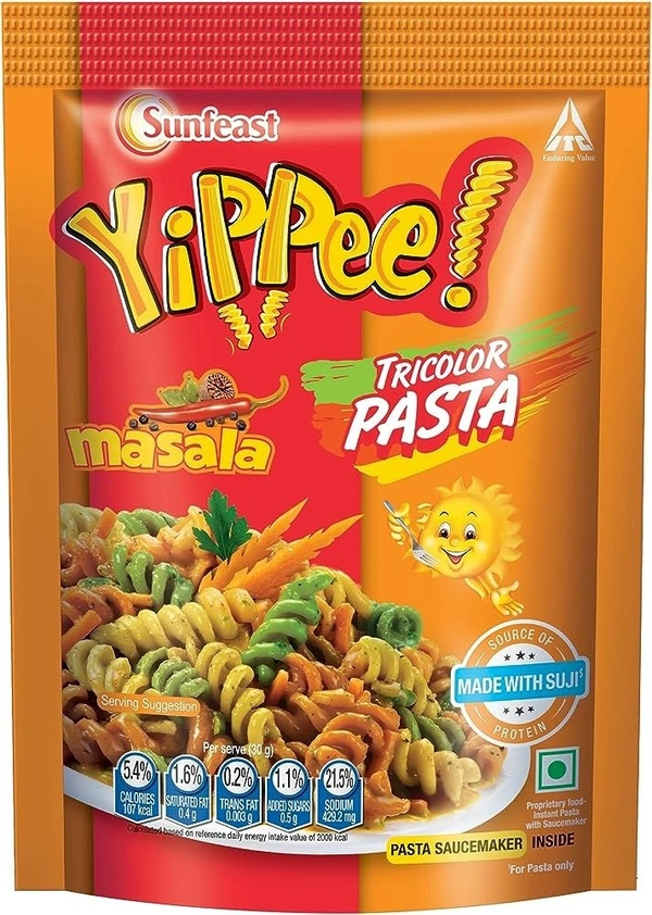 Yippee Tricolor Pasta Masala Flavour Packet, 65g - 65g