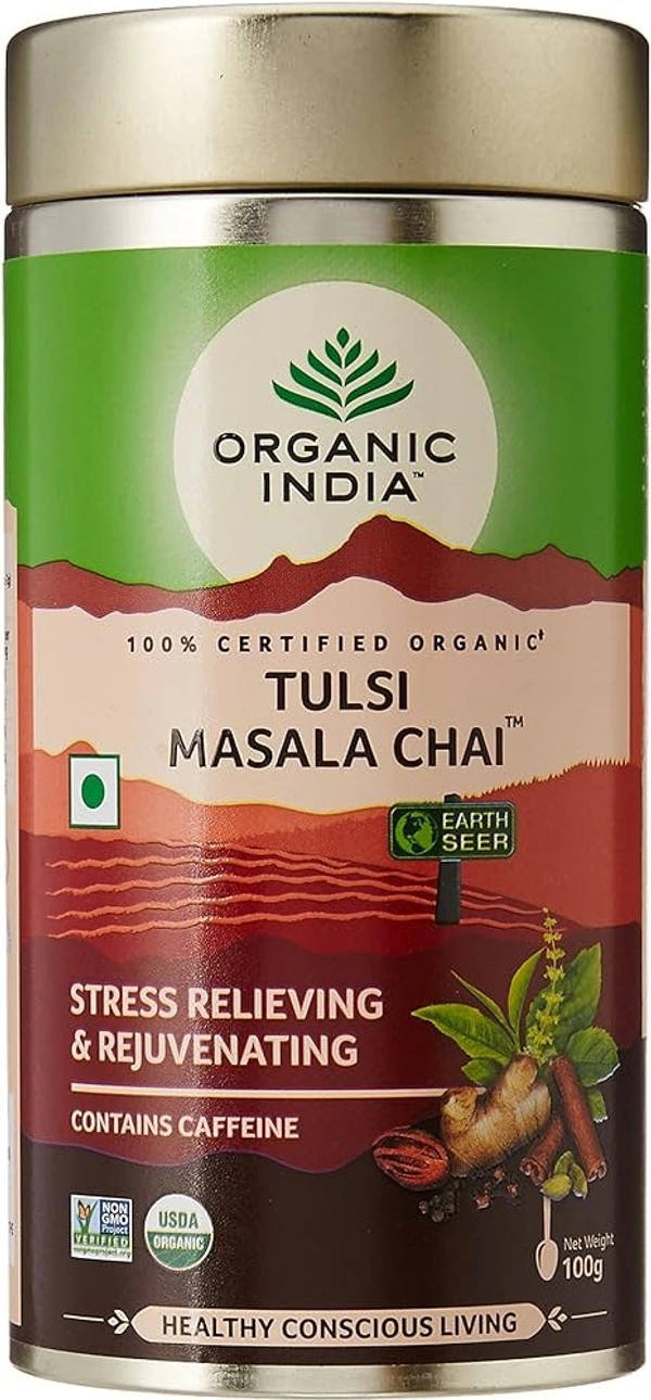 Organic India Tulsi Masala Chai 100g Tin - 100g