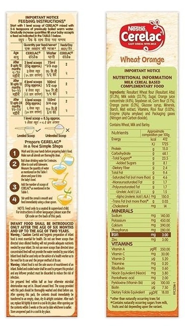 Cerelac Nestle Cerelac Baby Cereal With Milk Wheat Apple Carrot From 6 To 12 Months, 300g - 300g