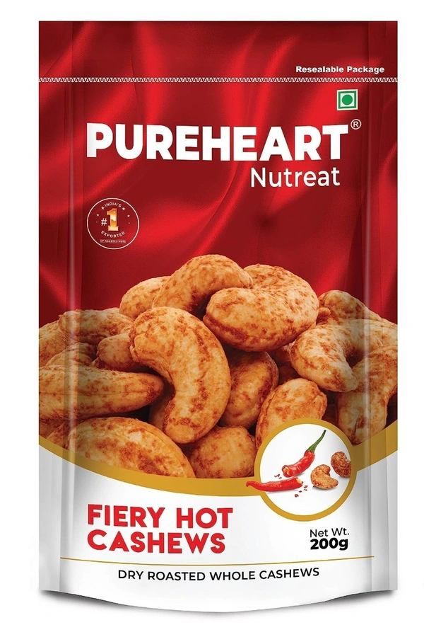 Pure Heart Pureheart Nutreat Fiery Hot Cashews, 200g - 200g