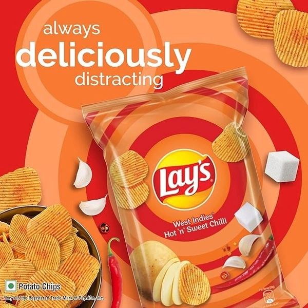 Lay's West Indies Hot 'n' Sweet Chilli Potato Chips, 30g - 28g