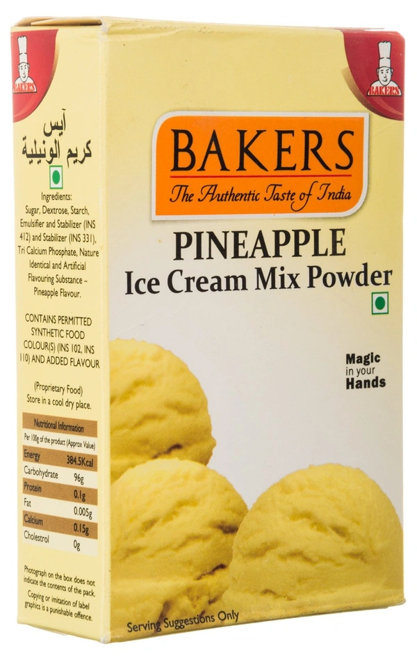 Bakers Pineapple Ice Cream Mix Powder, 100g - 100g