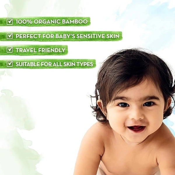 Mamaearth Oraganic Bamboo Based Wipes, 15 pcs