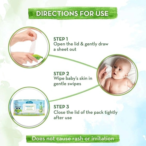 Mamaearth Oraganic Bamboo Based Wipes, 15 pcs