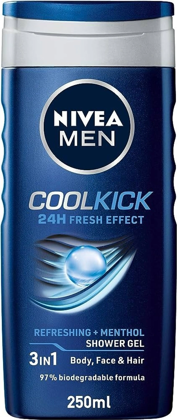 Nivea Men Coolkick Shower Gel, 250 ml - 250 ml