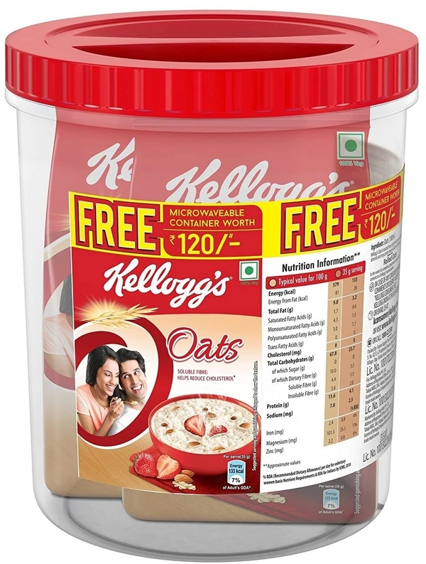 Kellogg's Oats (Free Jar Worth Rs.120 2 Units), 500g - 500g