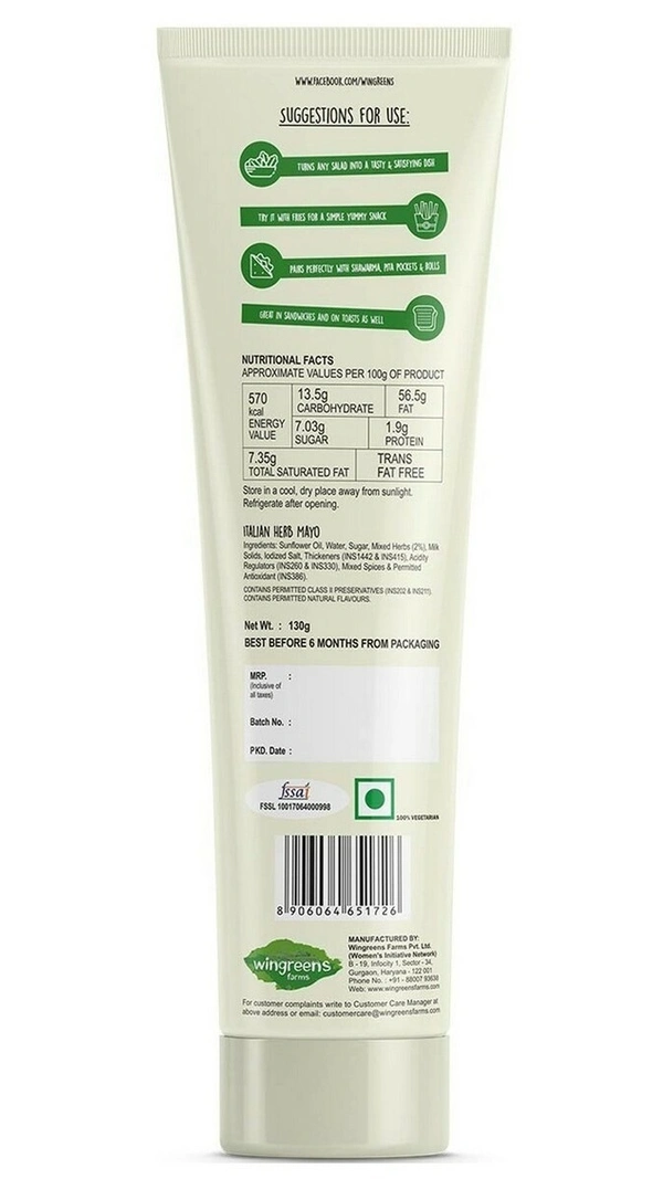 Wingreens Italian Herb Mayo, 130g - 130g