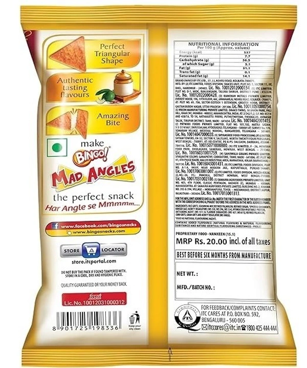 Bingo Namkeen Mad Angles Achaari Masti, 80g