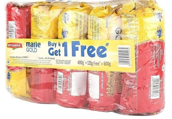 Britannia Marie Gold Biscuits Pack of 5x120g, 600g - 600g
