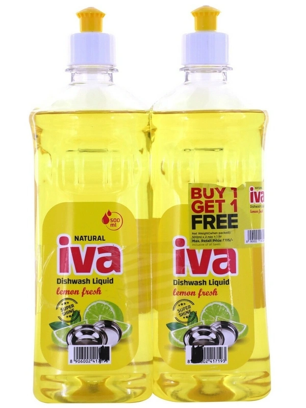 Iva Dishwash Liquid Lemon Fresh pack of 2x500 ml, 1 pcs - 1 pcs