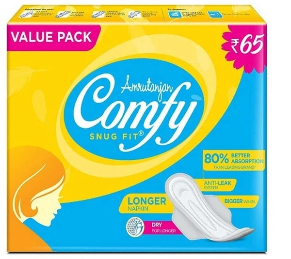 Amrutanjan Comfy Snug Fit Sanitary Pad, 18 Pads - 18 Pads