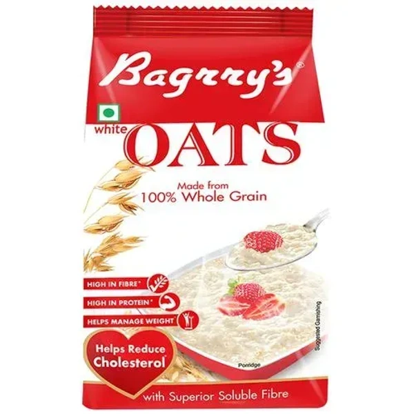 Bagrry's White Oats Made From 100% Whole Grain Pouch, 1 kg - 1 Kg