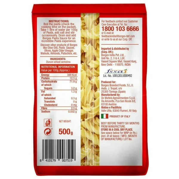 Borges Fusilli Durum Wheat Pasta, 500g - 500g