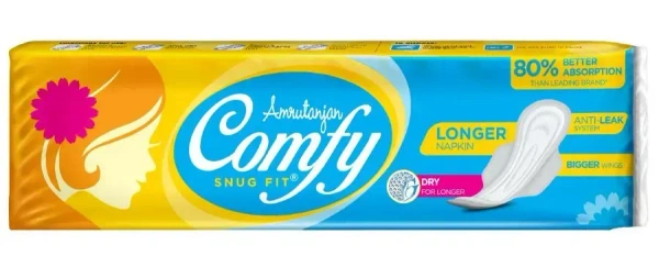 Comfy Snug Fit Sanitary Pads - Longer Napkins, Anti Leak System, 6 pcs - 6 Nos