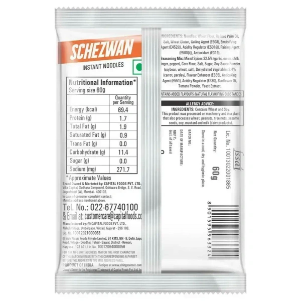 Ching's Secret Instant Noodles Schezwan Packet, 60g - 60g