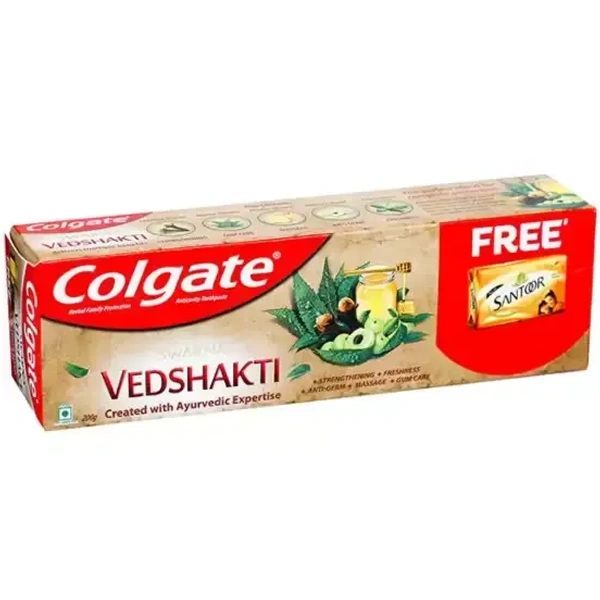 Colgate Vedshakthi Toothpaste Free Santoor Soap, 200g - 200g