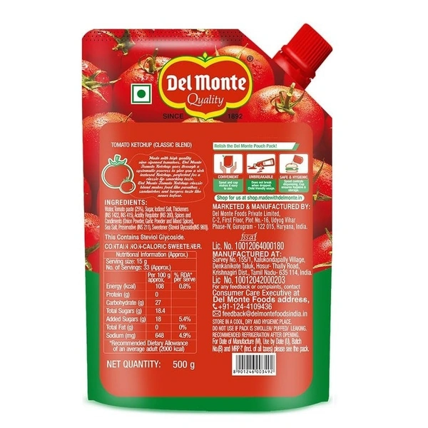 Del Monte Quality Tomato Ketchup, 500g - 500g